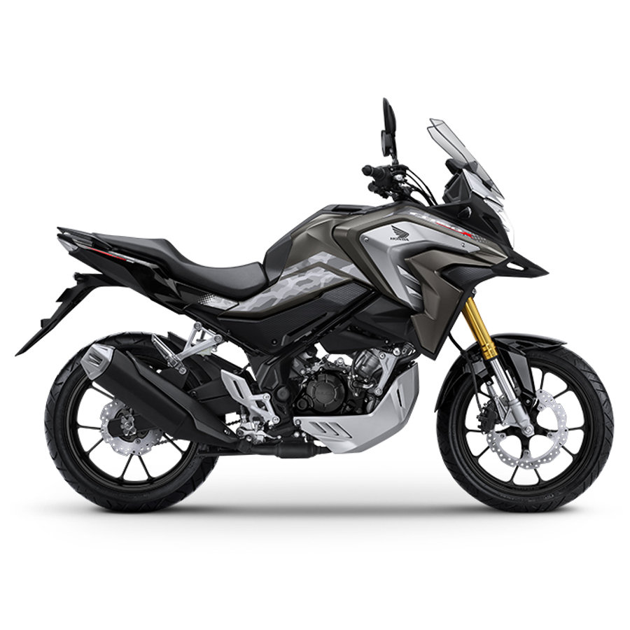 CB150X tampak samping dengan penanda fitur