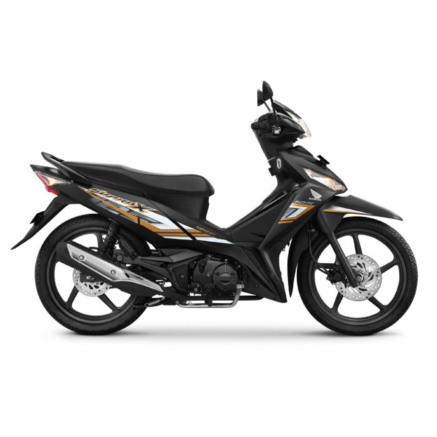 Supra X 125 FI tampak samping dengan penanda fitur